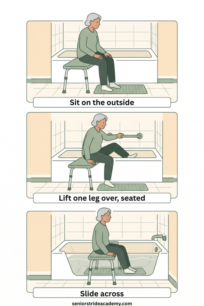 get in tub with shower bench