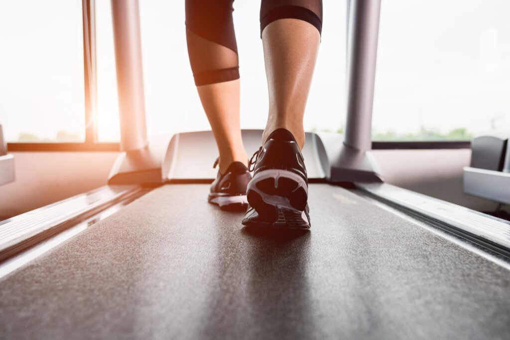 walking on a treadmill