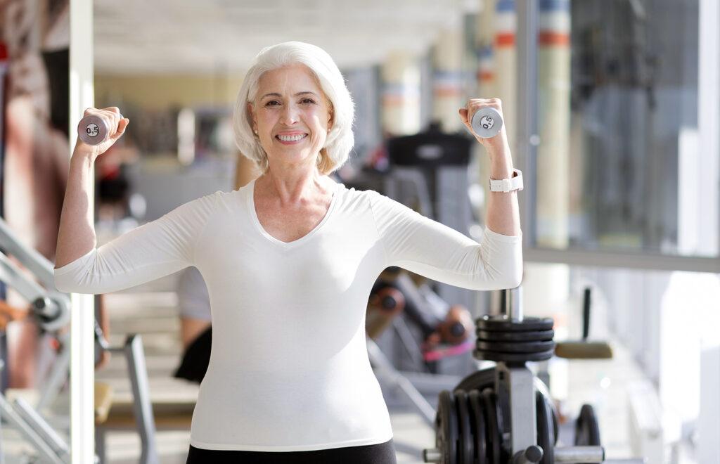 senior exercising shoulders