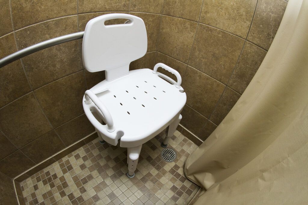 shower chair in shower