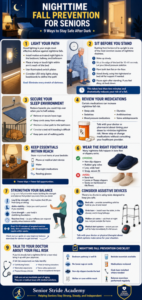how to prevent nighttime falls in seniors infographic