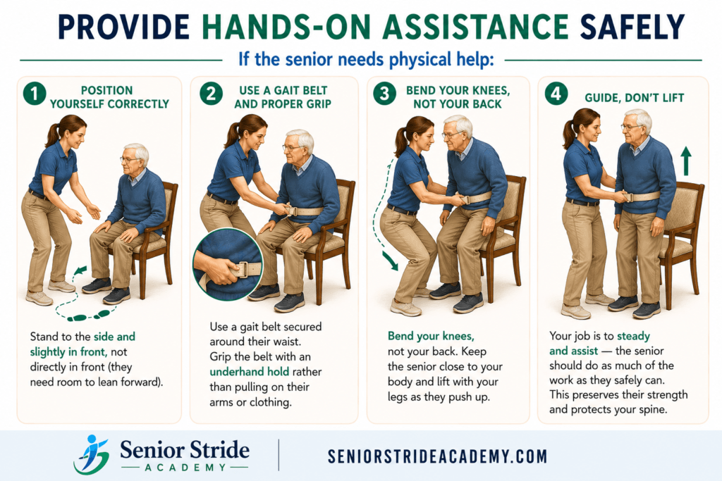 how to assist senior standing