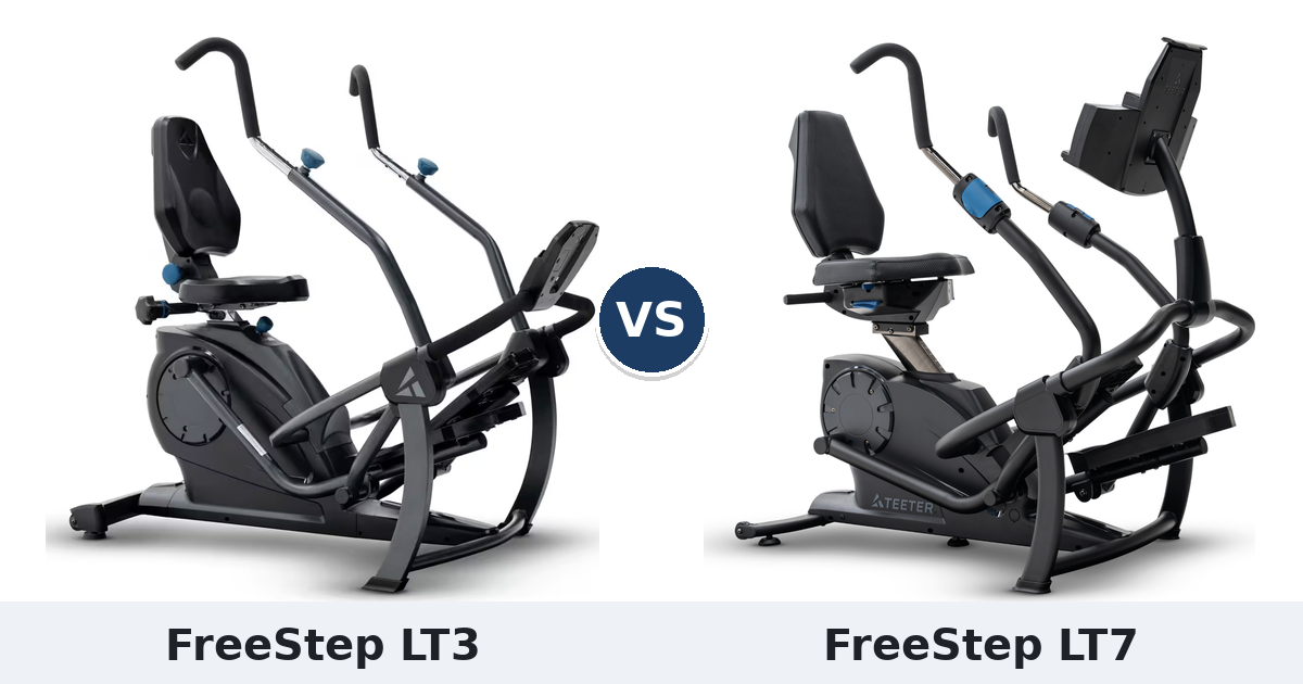 Teeter FreeStep LT3 vs LT7 recumbent cross trainers compared side by side