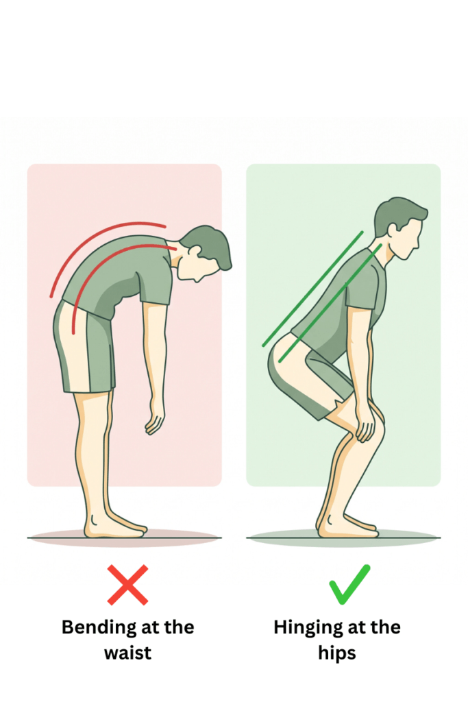 hip hinge versus bending at the waist