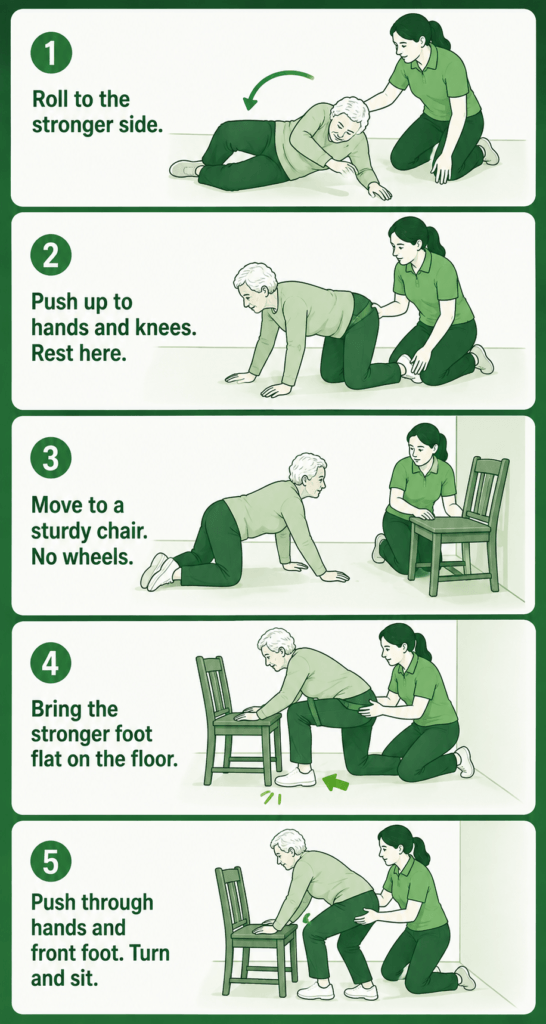 chair method for helping a senior up from the floor