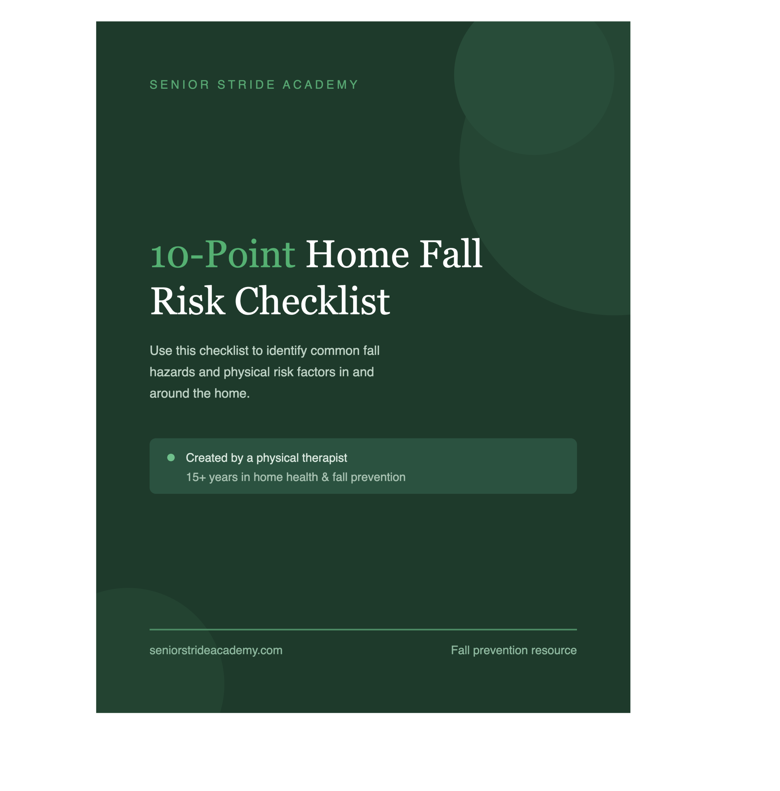10 point home fall risk checklist for seniors