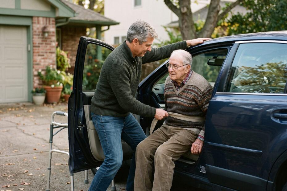 how to help a senior in and out of a car safely