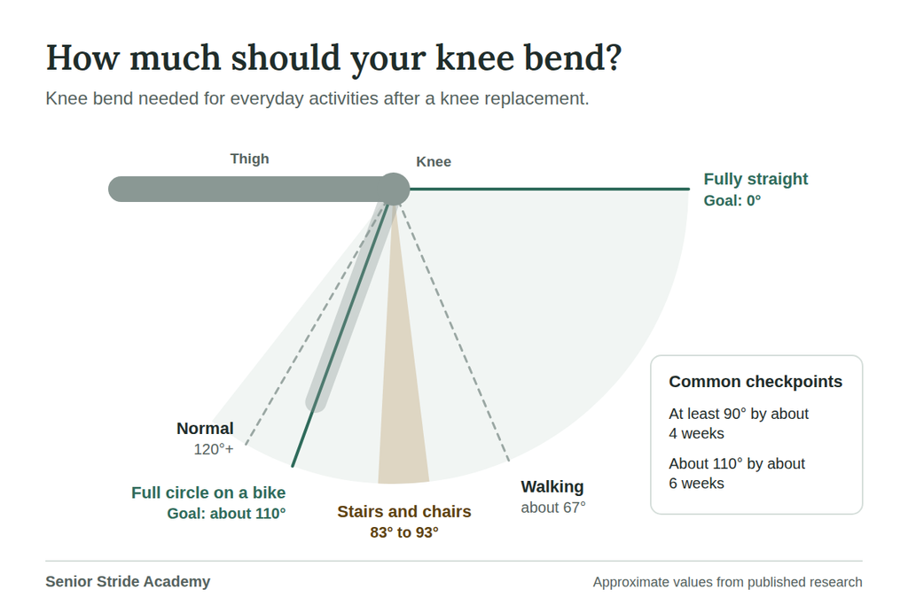 diagram showing knee flex milestones after knee replacement