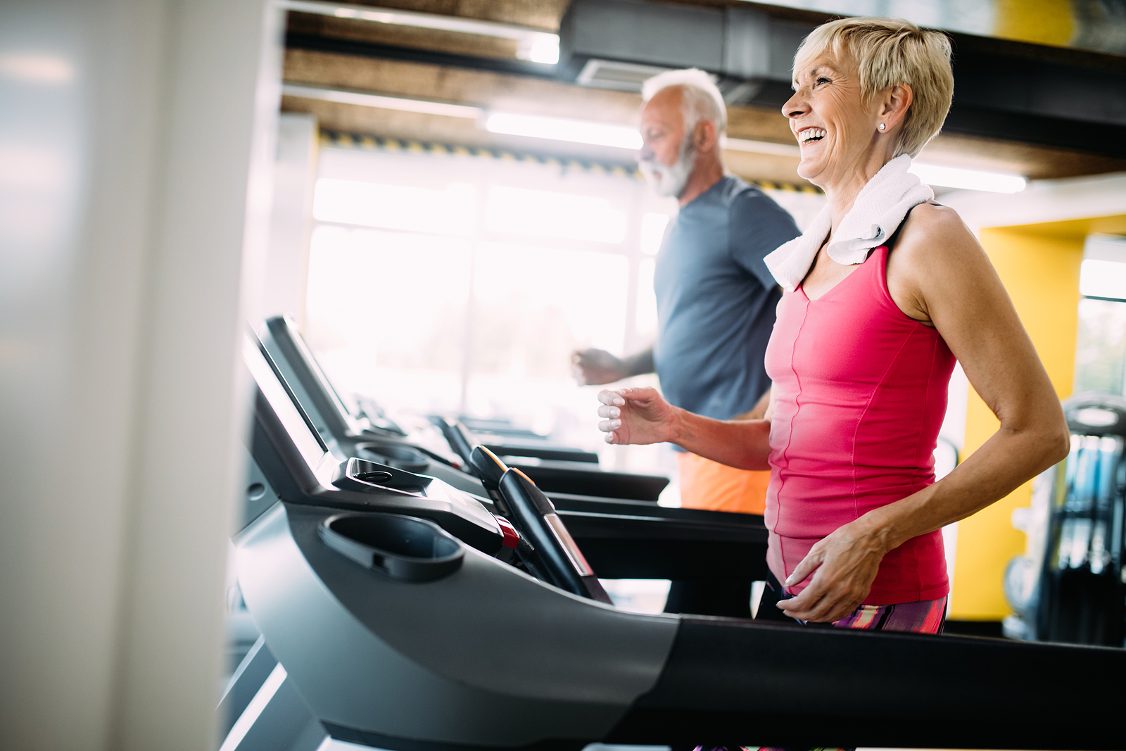 senior walking on treadmill